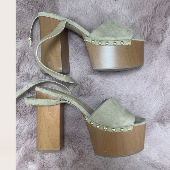 Wooden Block Boho Modern Classy Chic Glam Wood Hipster Elegant Strap Hip Heels - Picture 6 of 8